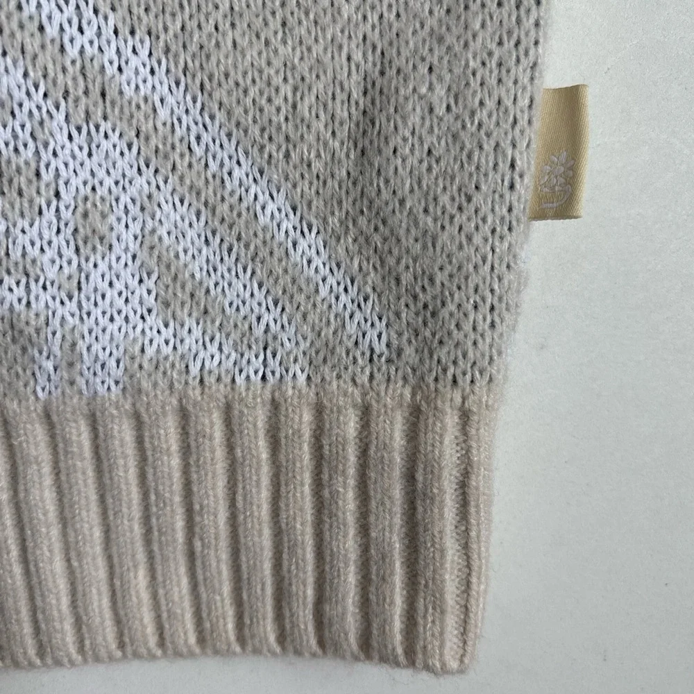 Urban Outfitters Men’s Abstract Pattern V-Neck Sweater Vest Cream Blue Large